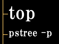 topでの主なプロセスの意味　pstree -pで樹系図表示 Linux