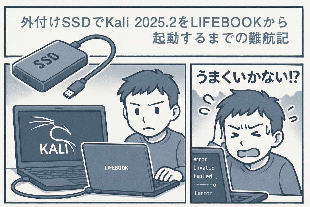 外付けSSDでKali 2025.2をLIFEBOOKから起動するまでの難航記