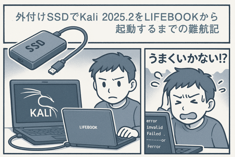外付けSSDでKali 2025.2をLIFEBOOKから起動するまでの難航記